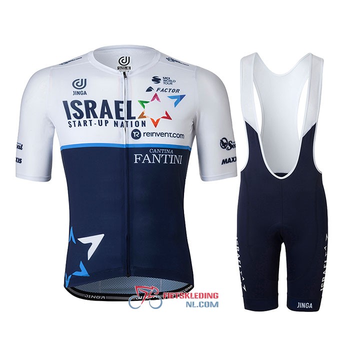 Israel Cycling Academy Fietsshirt Met Korte Mouwen 2021 en Korte Koersbroek Academy Blauw Wit